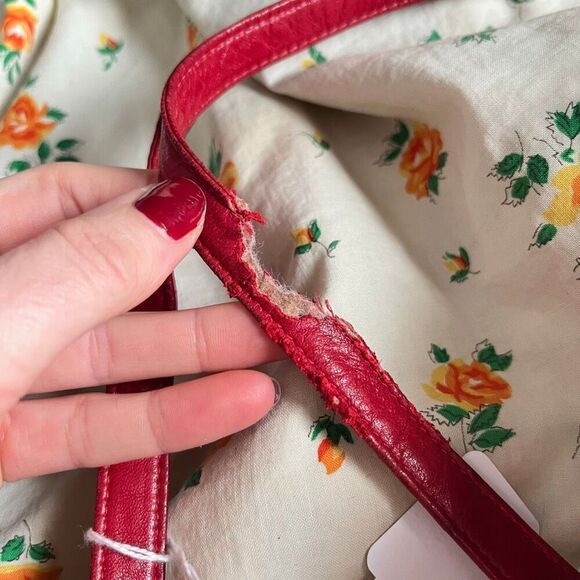 VTG 80s Ann Taylor Red Quilted Leather Mini Backpack Bag main image 4